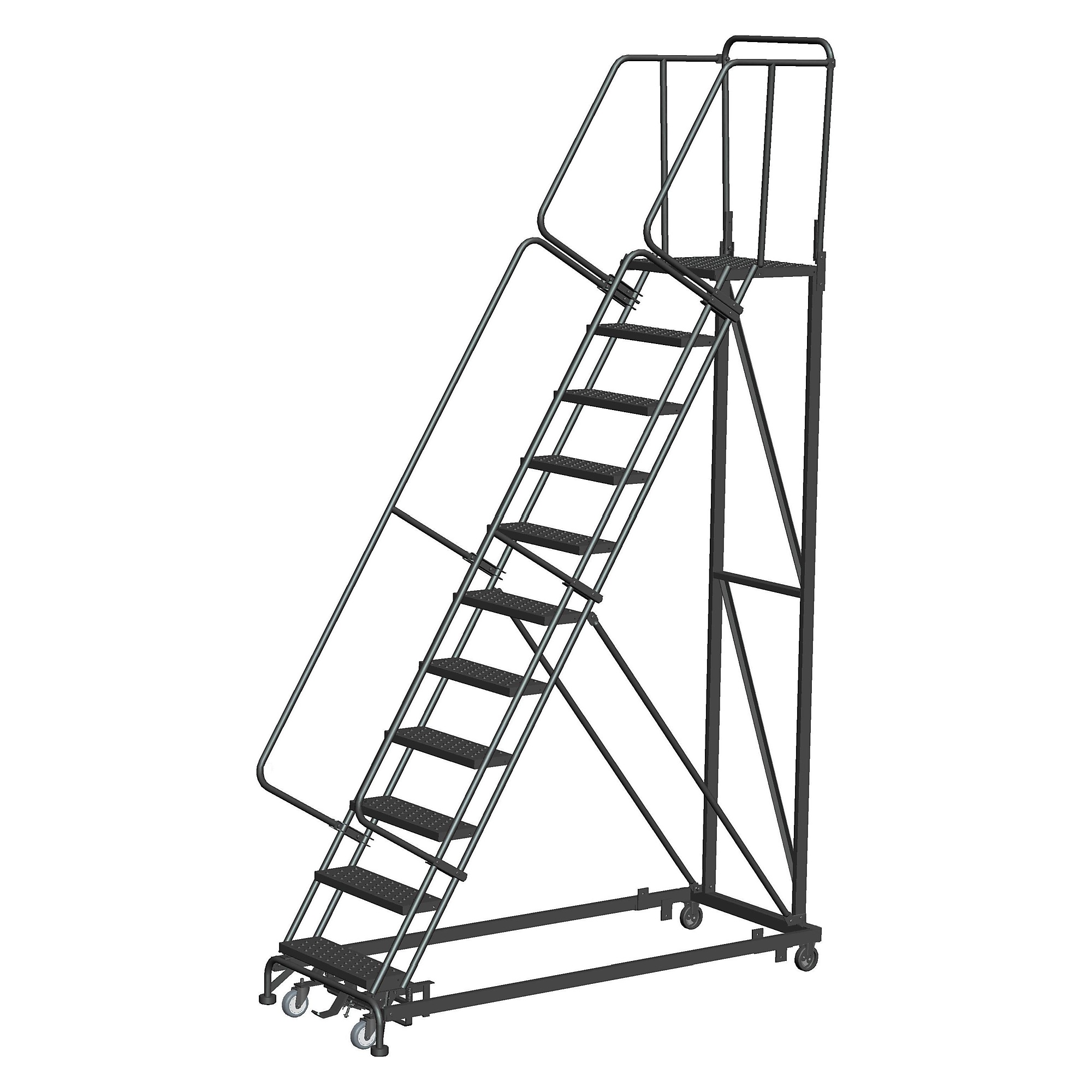 Ballymore, Heavy Duty Stairway Slope -24in.W, 21in.DTS-P Tread, Overall Height 143 in, Steps 11, Material Carbon Steel, Model# HDS-11-21-P